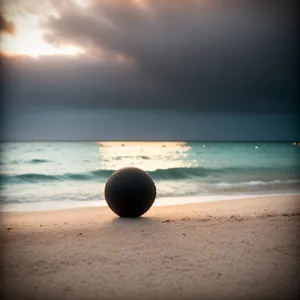 Golden Horizon: Serene Sunset Beachscape