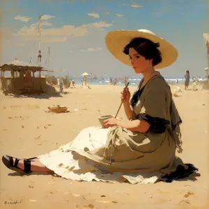 Summer Beach Man in Stylish Cowboy Hat
