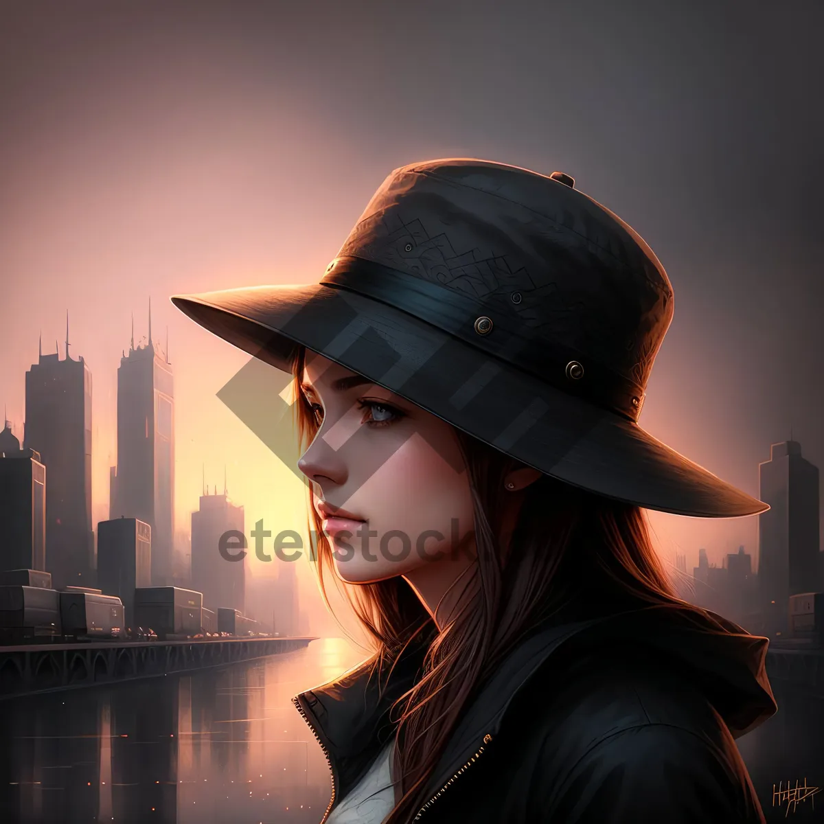 Picture of Smiling Blonde Model in Attractive Cowboy Hat
