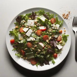 Delicious Gourmet Salad with Fresh Vegetables and Beef