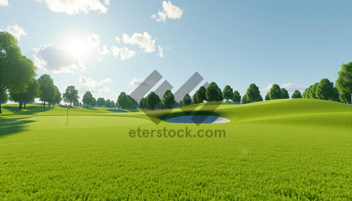 Picture of Lush countryside golf course with cloudy skies