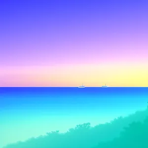 Serene Summer Seascape: Vibrant Beach Horizon