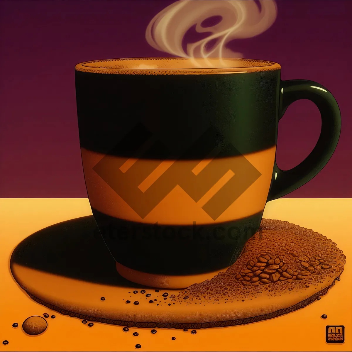 Picture of Morning Brew: Cup of Hot Coffee on Saucer