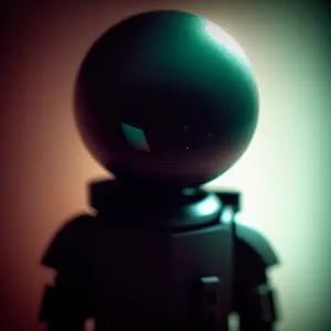 3D Automaton Man with Lamp under Spotlight - Rendered Figure