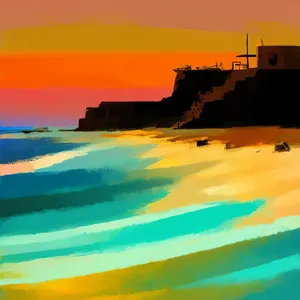 Golden Horizon: Captivating Sunset Over Tropical Beach