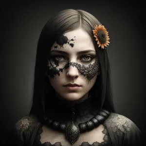 Seductive Venetian Masked Beauty with Dark Hair