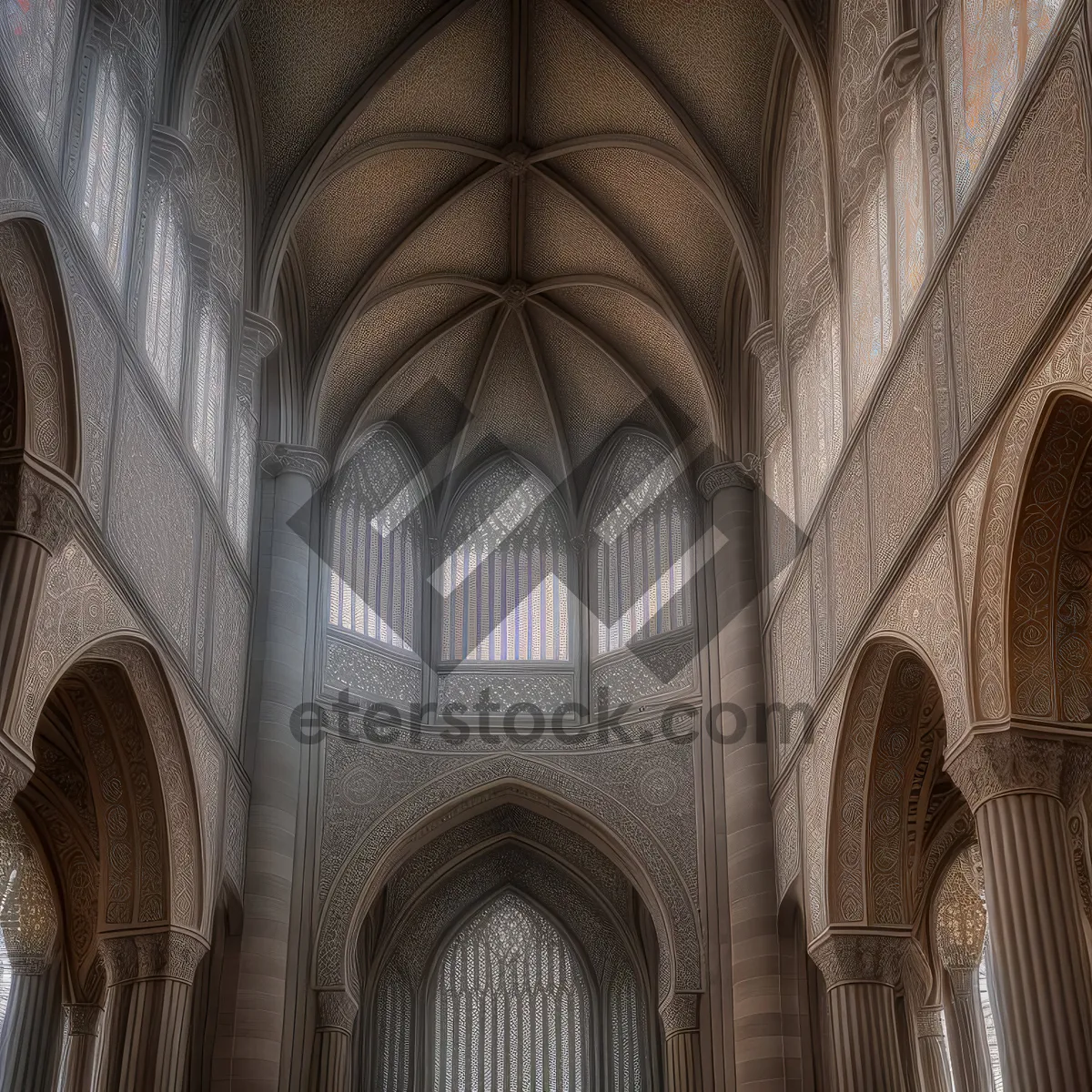 Picture of Stunning Gothic Cathedral Vaulted Roof in Ancient Church