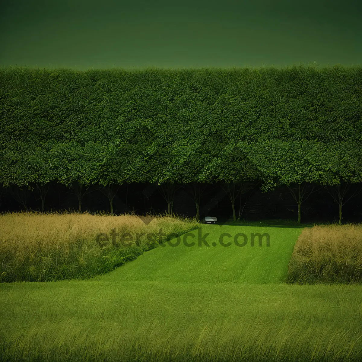 Picture of Bountiful Summer Soybean Field Under Clear Blue Sky