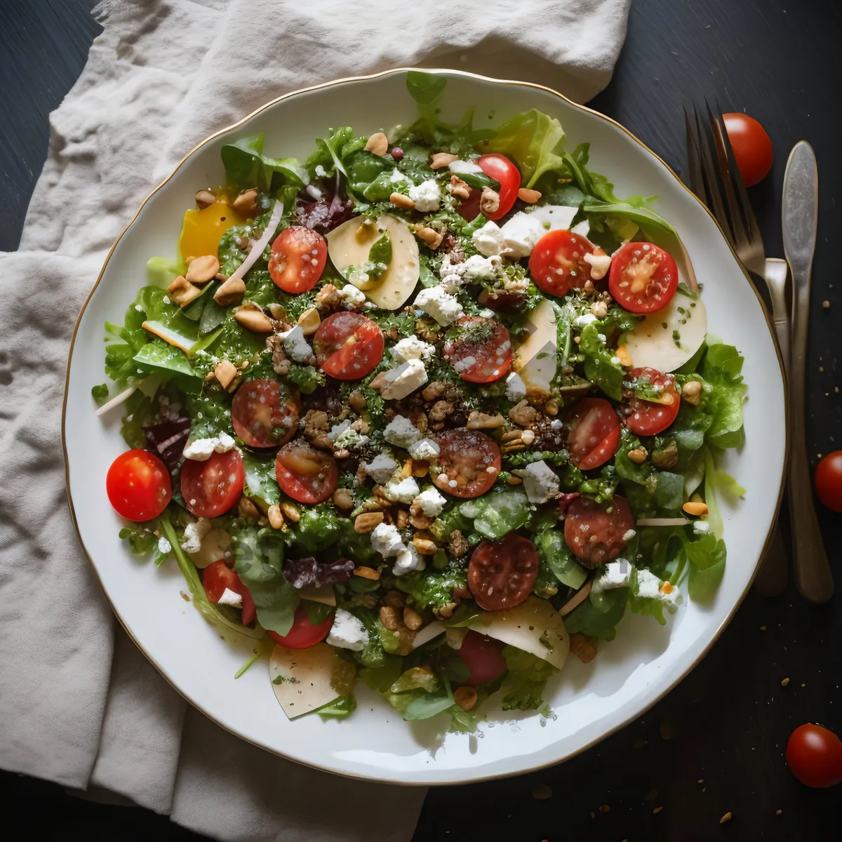 Picture of Delicious Vegetarian Tomato Salad with Olive Dressing