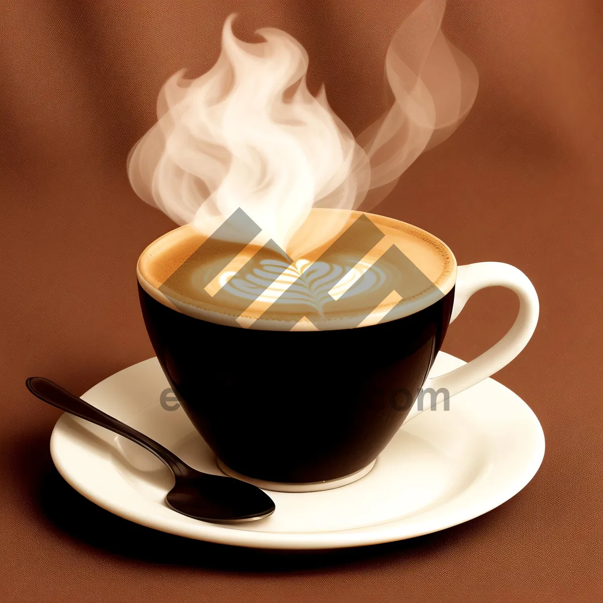 Picture of Freshly Brewed Morning Cup of Coffee on Dark Table