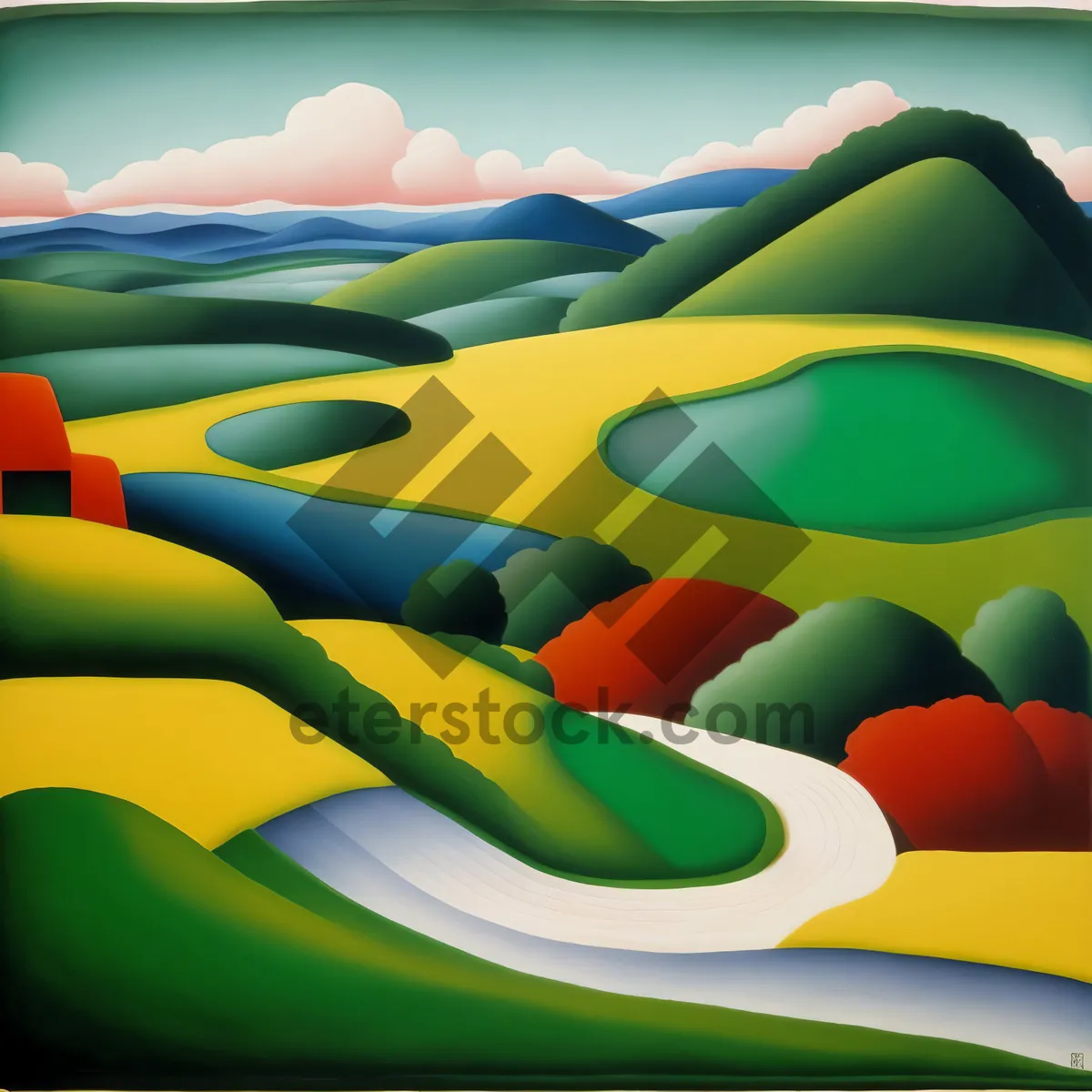 Picture of Colorful 3D Graphic Art: Vibrant Wallpaper Design with Space Elements