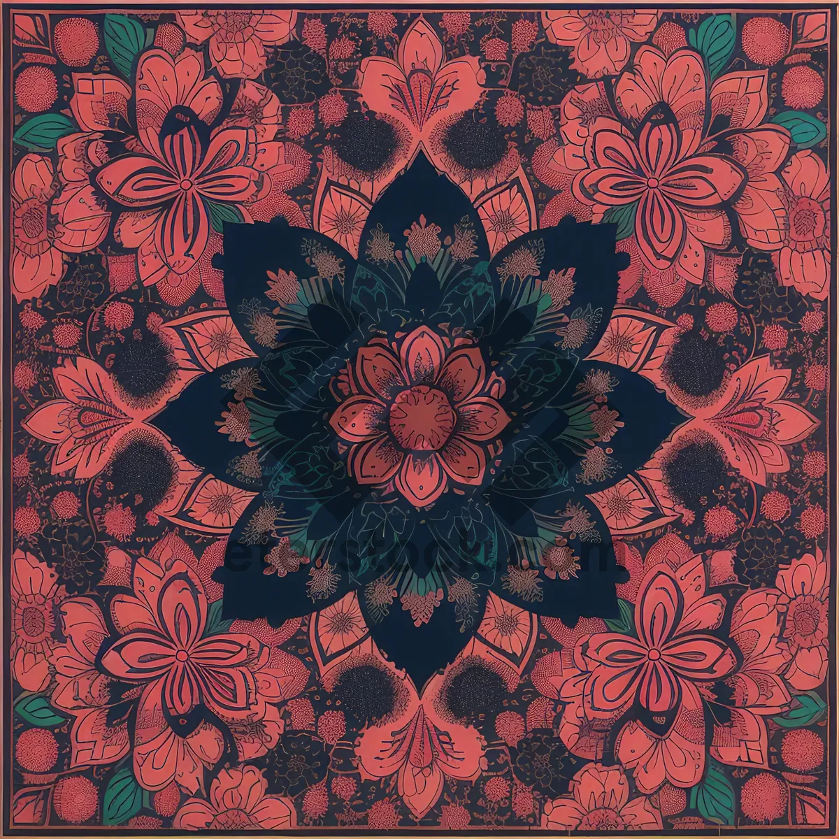 Picture of Damask Floral Retro Wallpaper: Vintage Decorative Textile Art