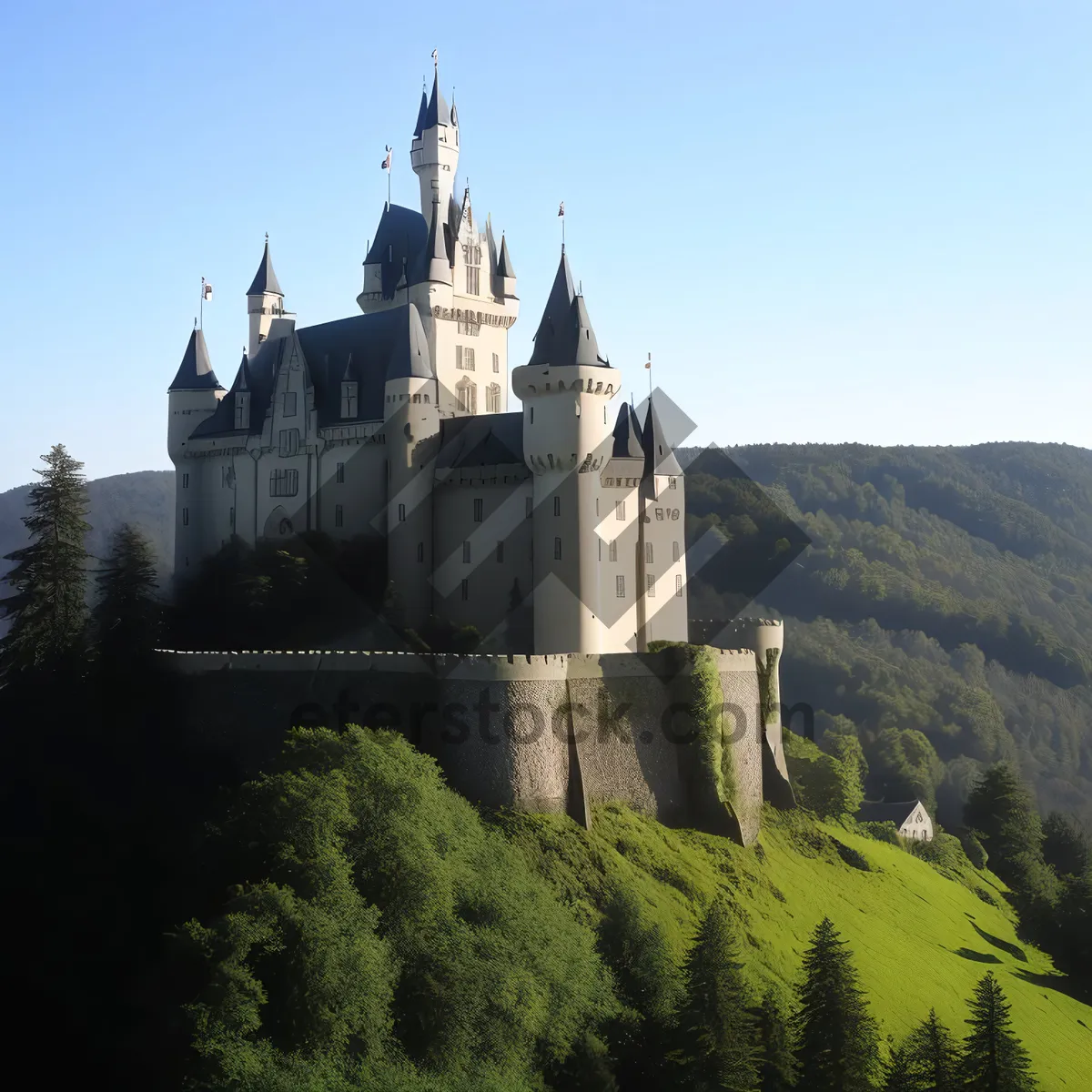 Picture of Medieval Castle Tower Overlooking Ancient City Skyline