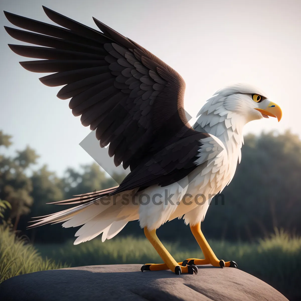 Picture of Bald Eagle Soaring with Piercing Gaze