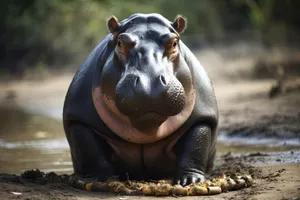 Wildlife Safari Mammal: Majestic Hippopotamus in the Wild