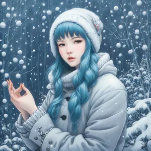 Wintry Fashion Portrait with Attractive Lady