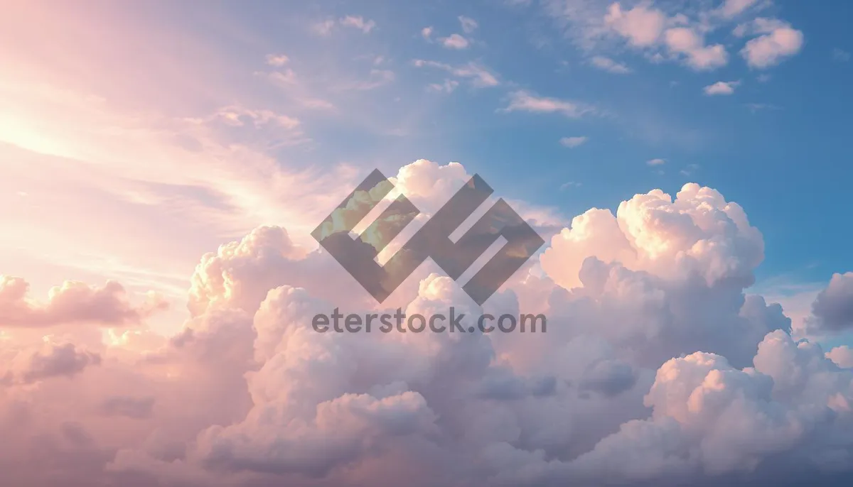 Picture of Clear Summer Sky Landscape with Fluffy Clouds