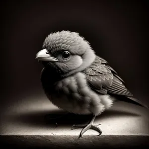 Cute Sparrow Perched on Branch, Wings Spread Wide