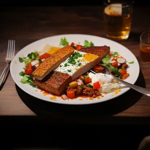 Fresh and Delicious Vegetable Salad with Grilled Steak