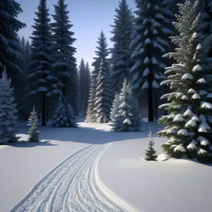 Frosty Splendor: Majestic Snow-Covered Evergreen Forest