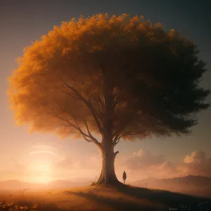 Majestic Sun Setting Over Mountain Landscape