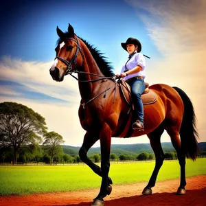 Graceful Thoroughbred Stallion on Equestrian Field
