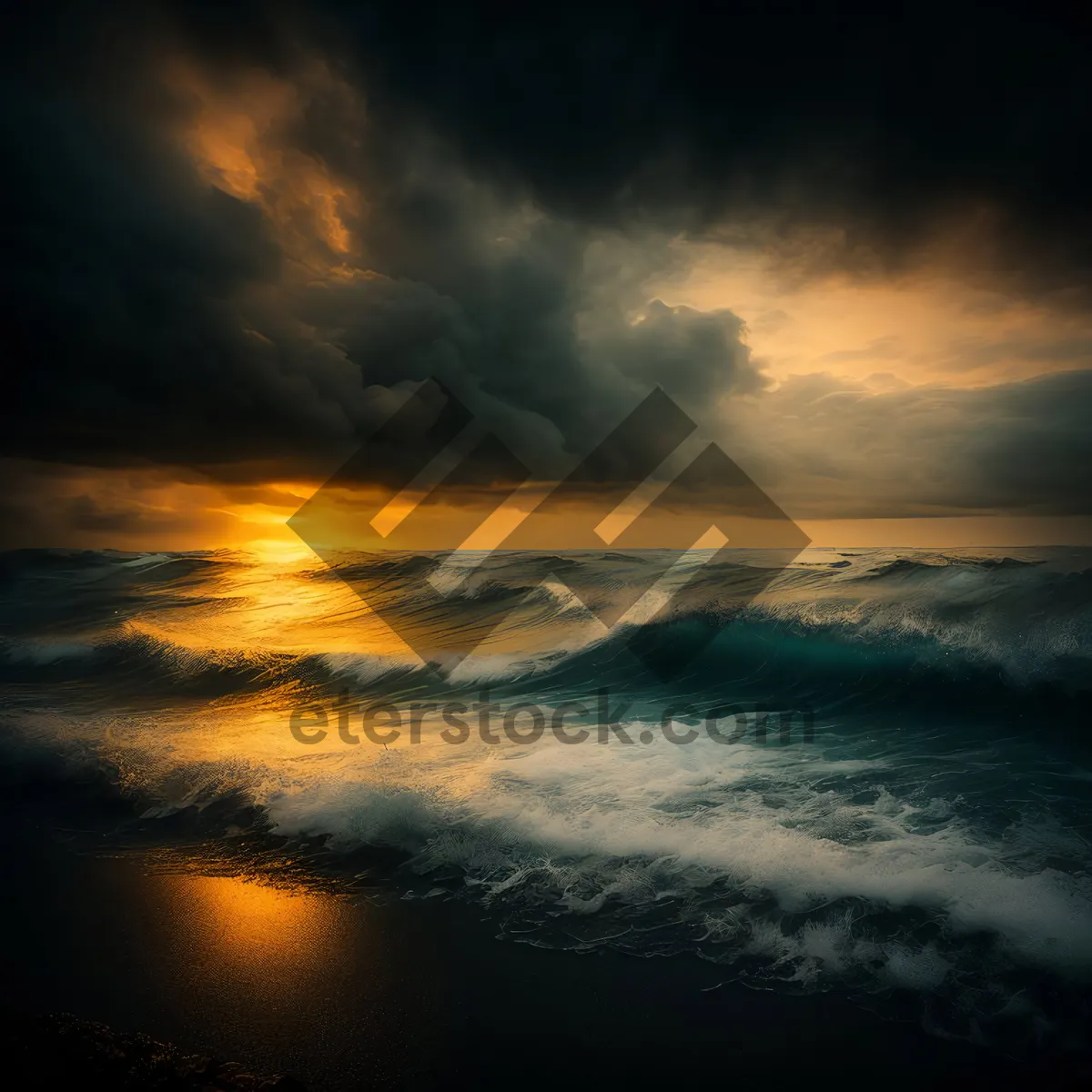 Picture of Serene Sunset Over Ocean Horizon