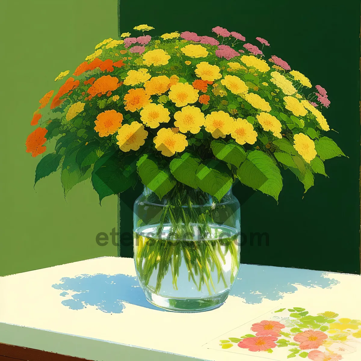 Picture of Vibrant Floral Bouquet on Table