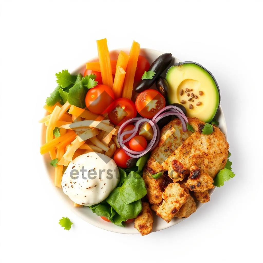 Picture of Fresh and Healthy Vegetable Salad with Sweet Pepper Dressing