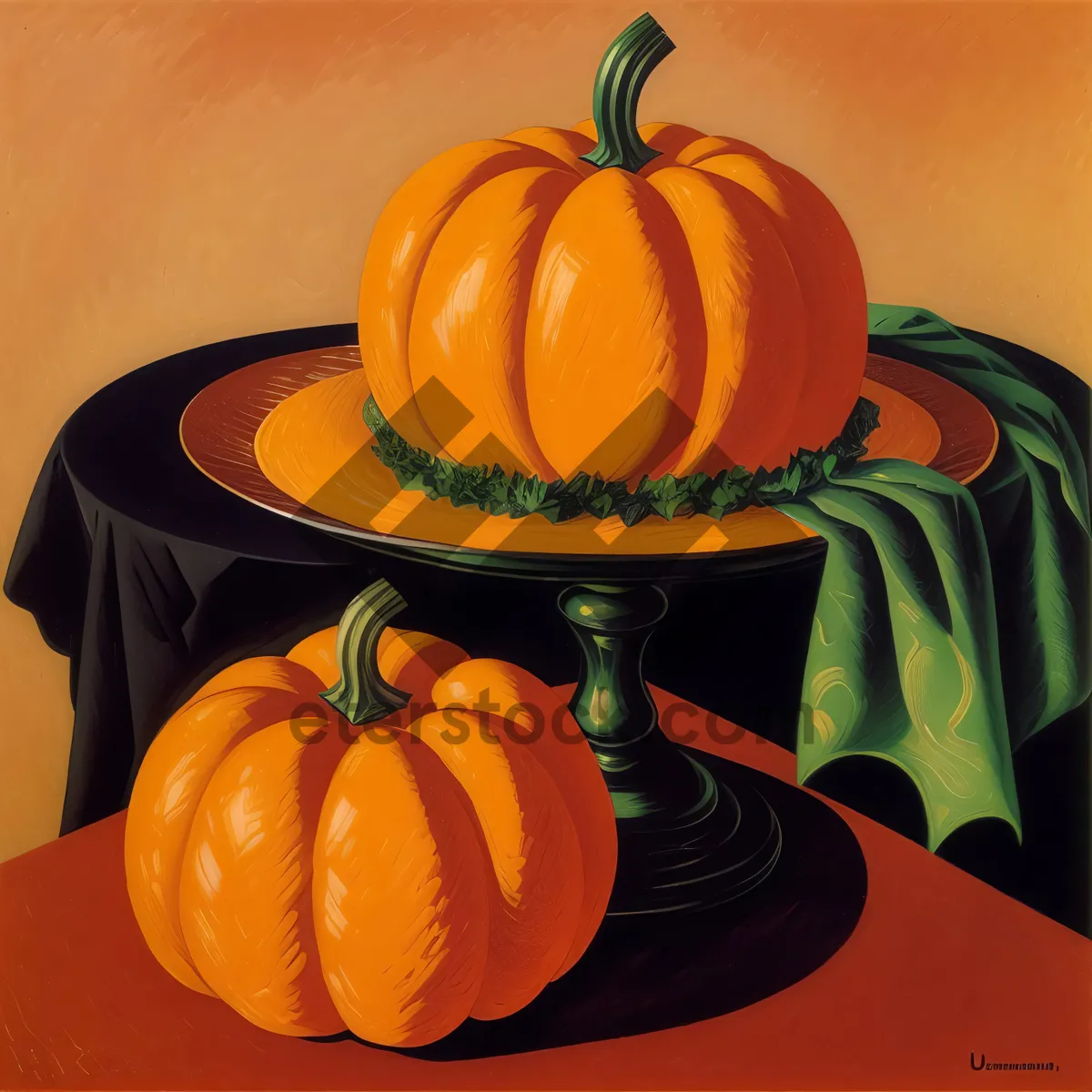 Picture of Vibrant Harvest: Colorful Autumn Pumpkin Decoration