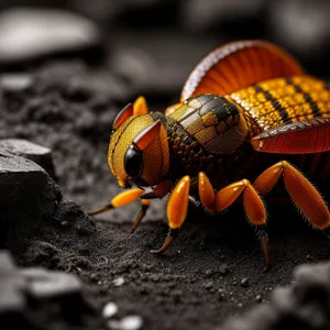 Closeup of Insect with Black Antenna and Legs