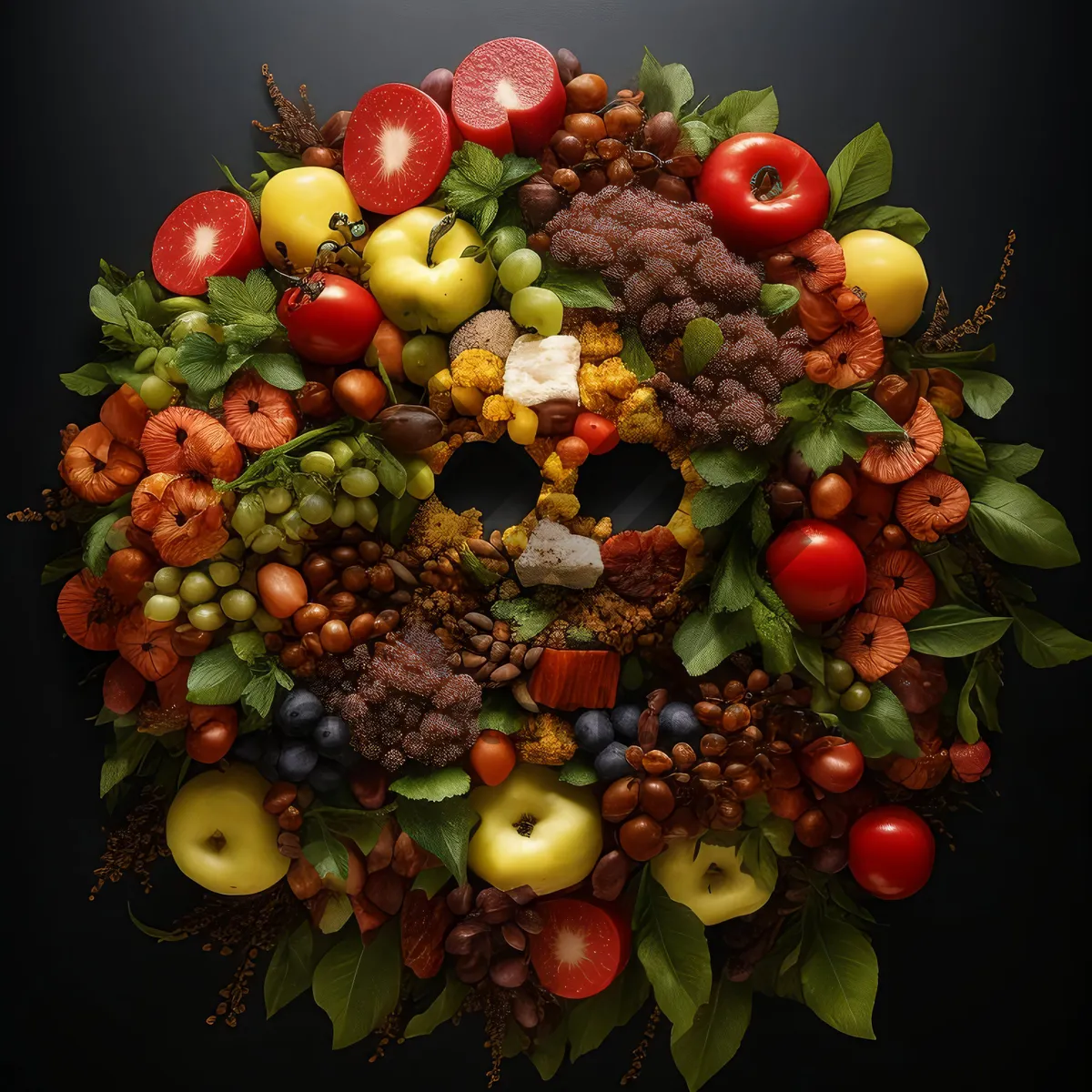 Picture of Organic autumn apple and currant fruit decoration