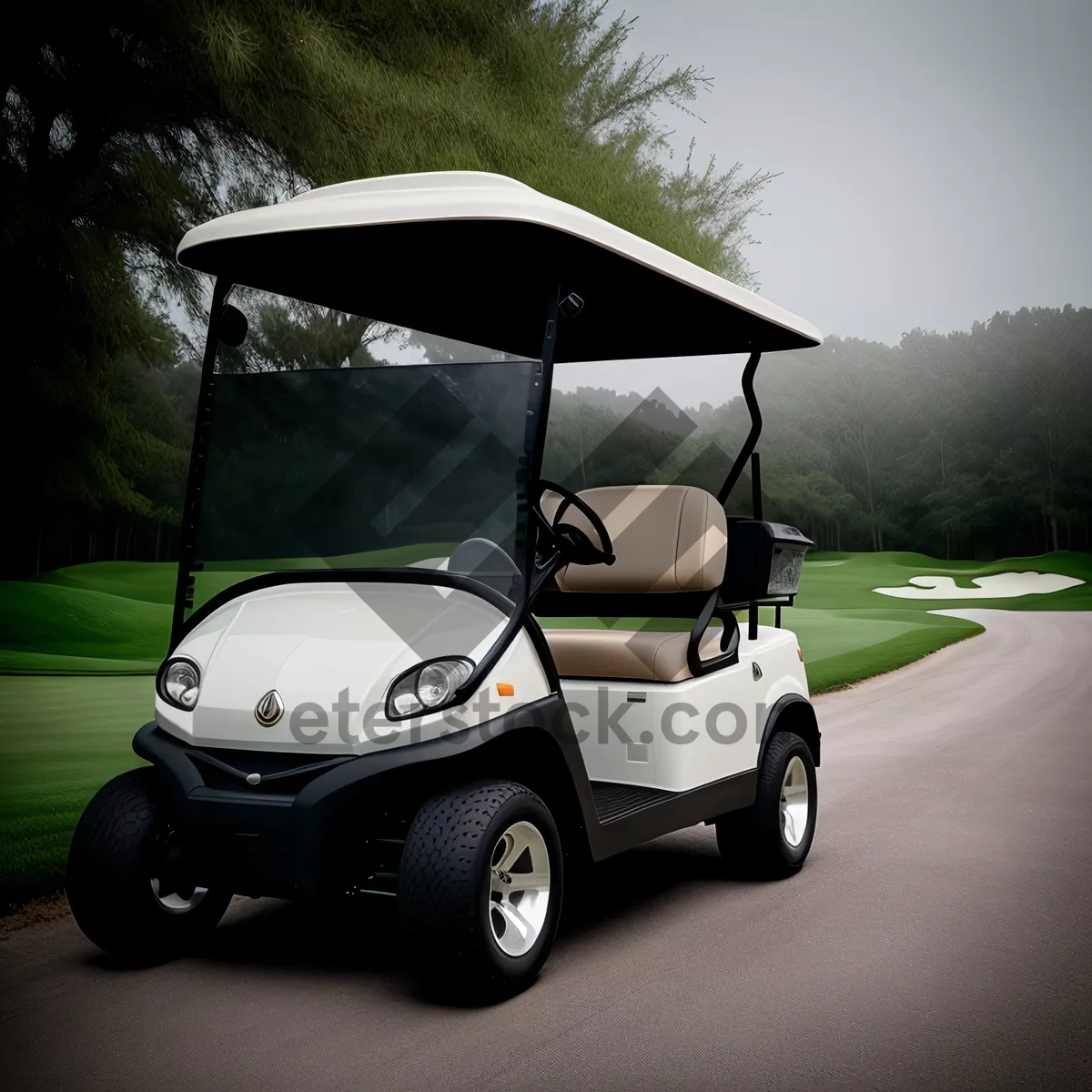 Picture of Golf Cart on Green Course