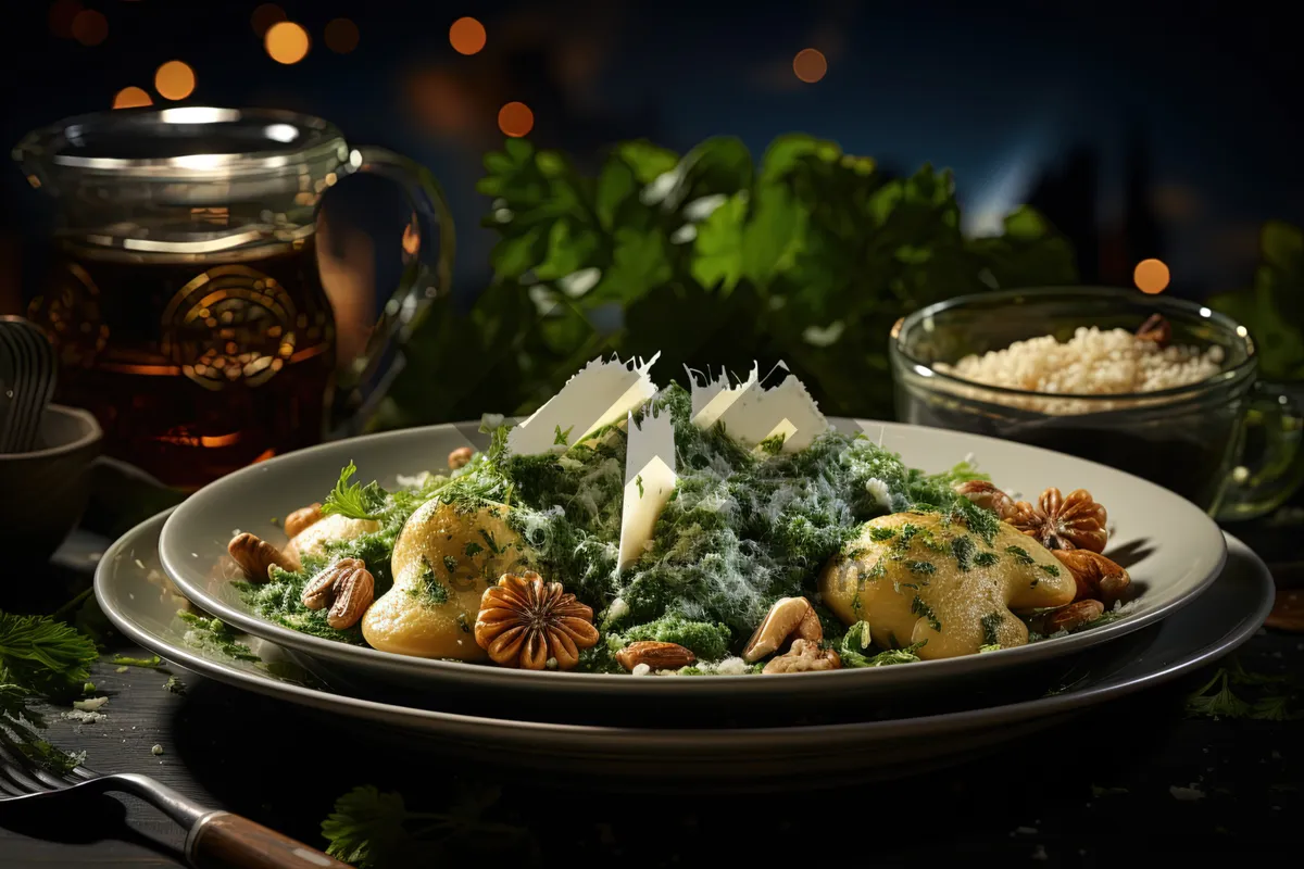 Picture of Healthy Vegetable Bowl with Broccoli and Seafood