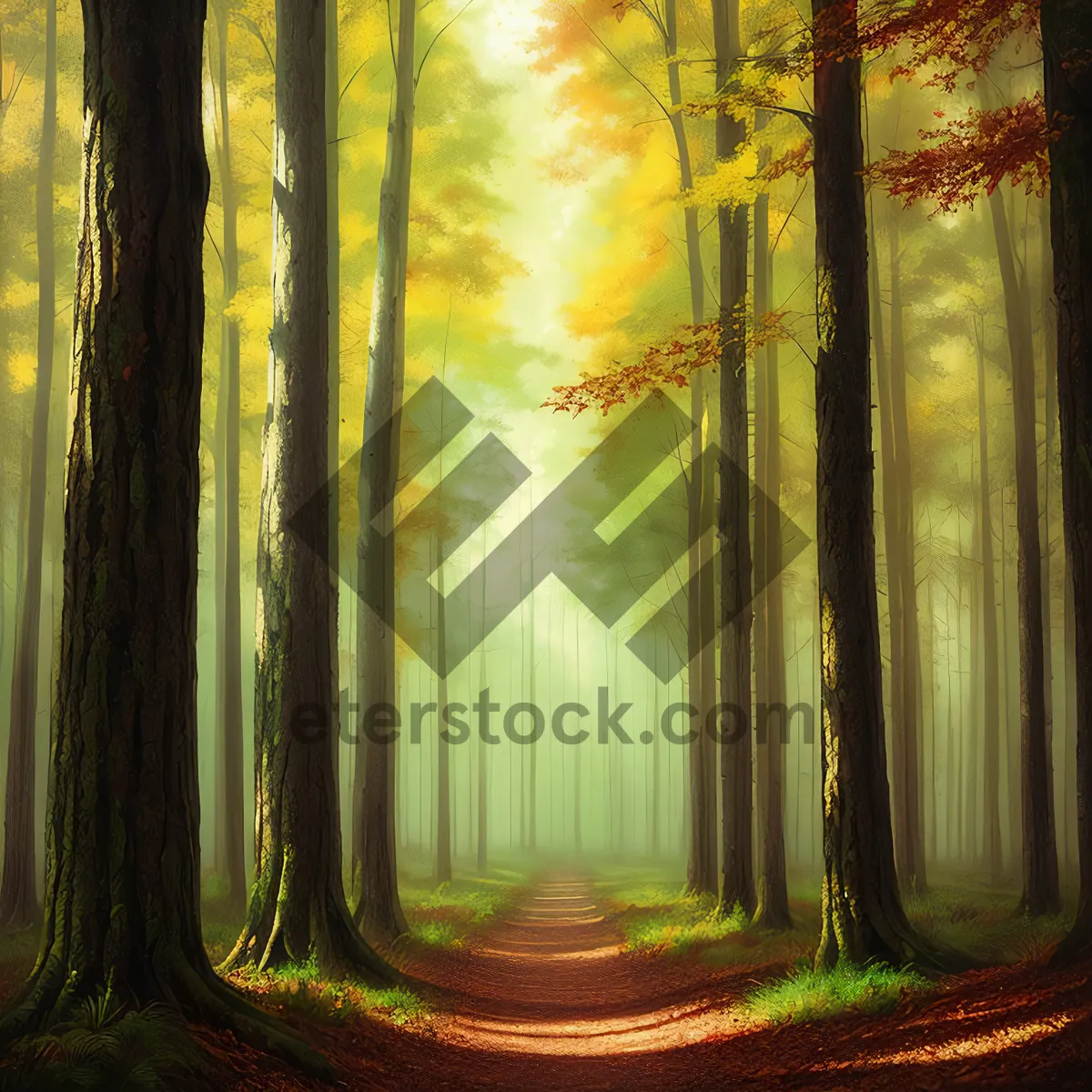 Picture of Colorful Fall Foliage in Serene Forest Landscape