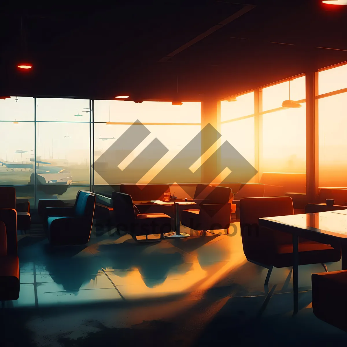 Picture of Modern Classroom Interior with Stylish Furniture and Light-filled Windows