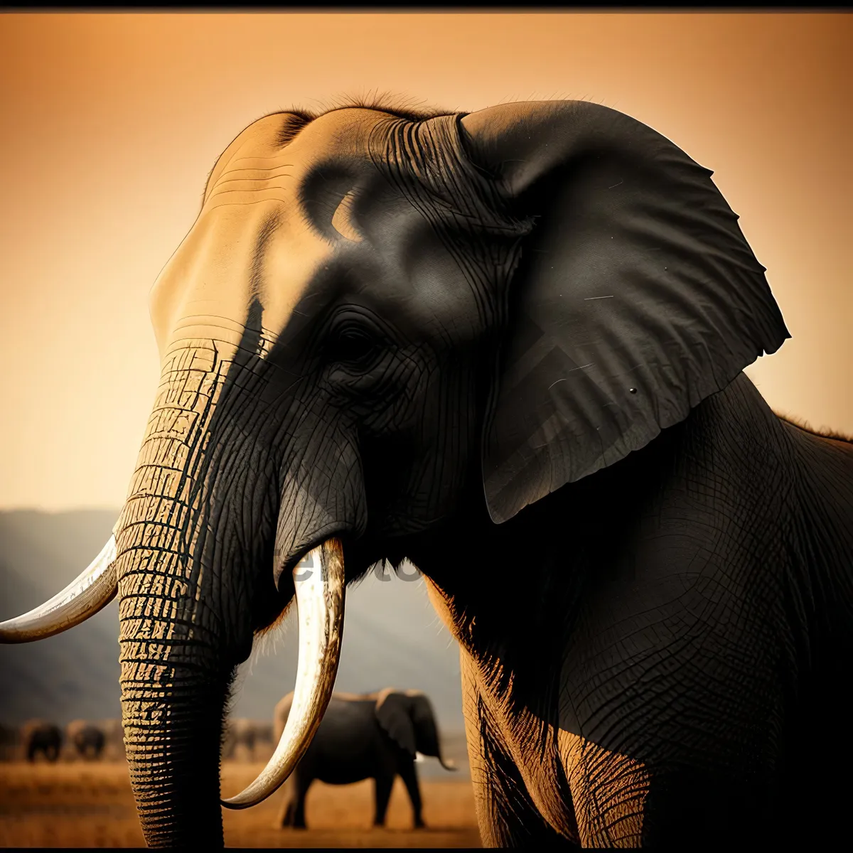 Picture of Majestic Tusker: Iconic African Elephant in Wildlife Safari
