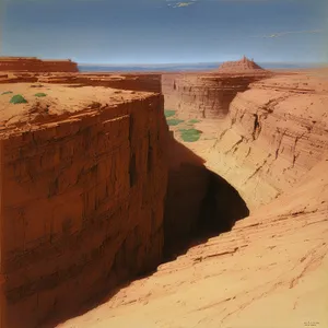 Dry Canyon Desert Landscape with Sandstone Cliffs