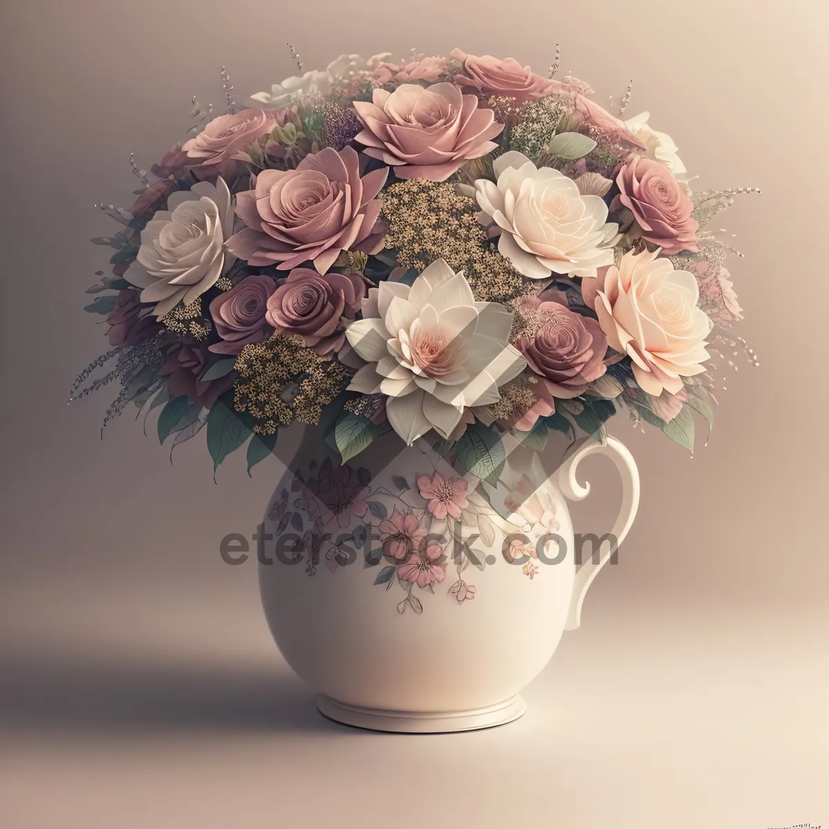 Picture of Golden Floral Ceramic Vase