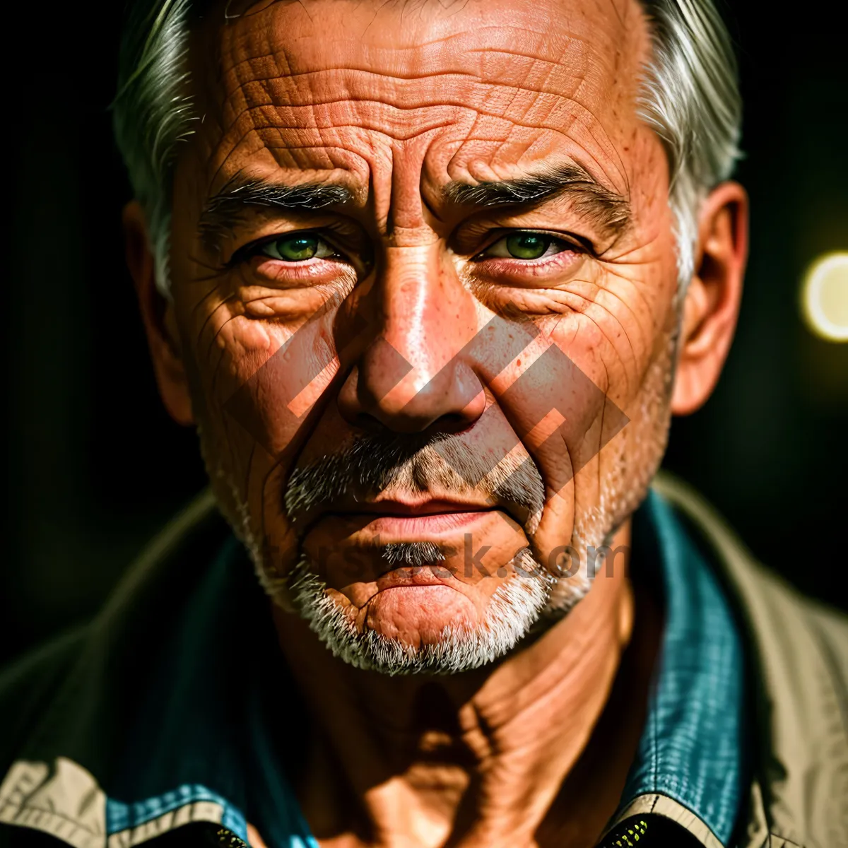 Picture of Serious Senior Man with Distinguished Gray Hair