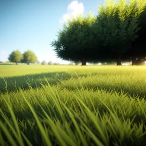 Vibrant Summer Meadow Under Clear Blue Sky