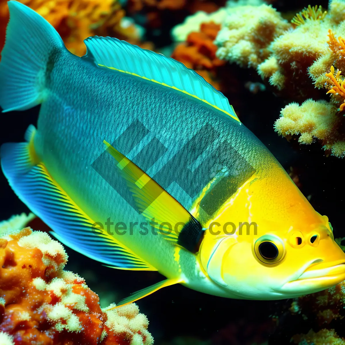 Picture of Colorful tropical fish swimming in exotic reef.