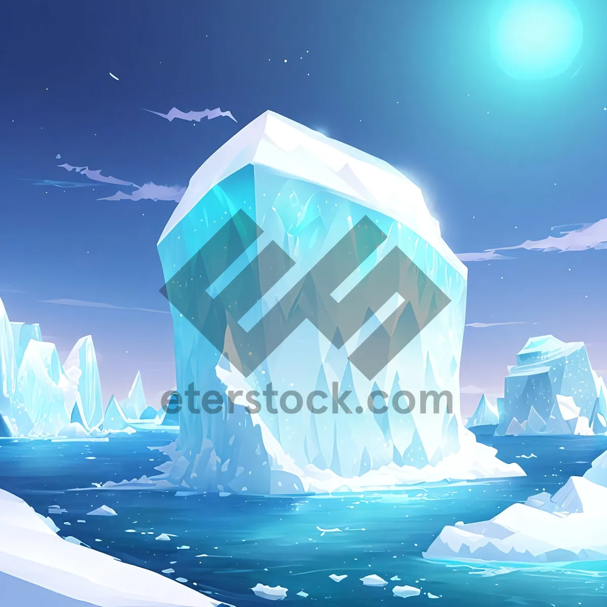 Picture of Frozen Water World: Glacial Serenity Amidst Icy Sky