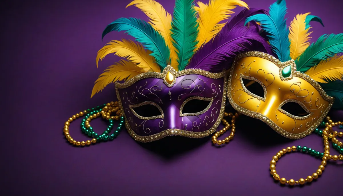 Picture of Mysterious Gold Venetian Mask for Carnival Fantasy