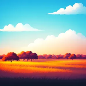 Serene Spring Sunset over Vast Savanna