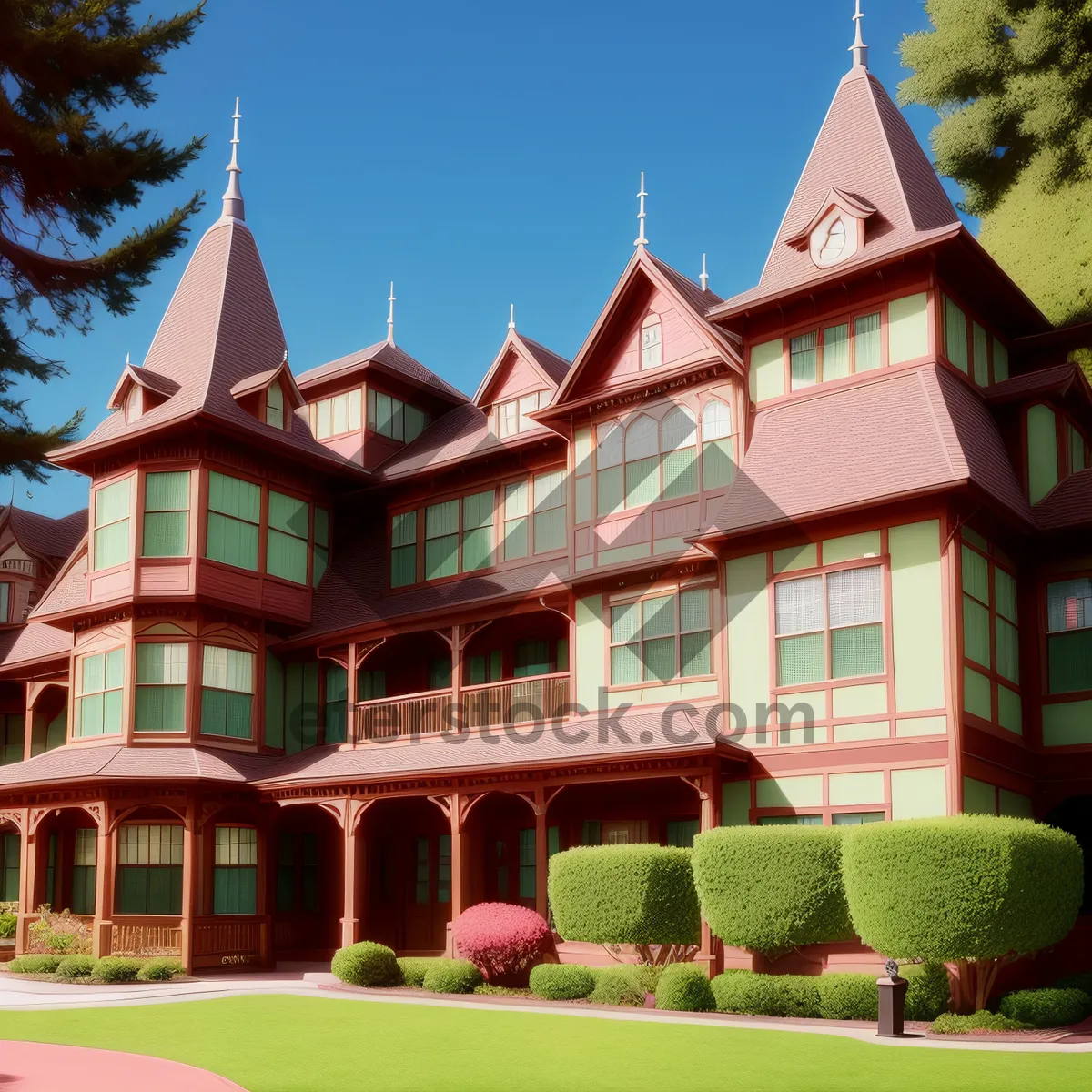 Picture of Historic Villa with Tile Roof and Sky