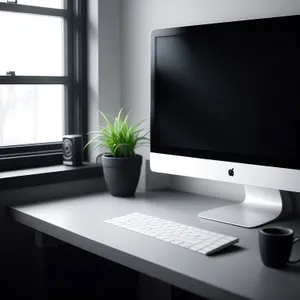 Modern Office Desktop with Digital Equipment