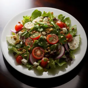 Fresh Vegetable Salad with Tomatoes and Cheese