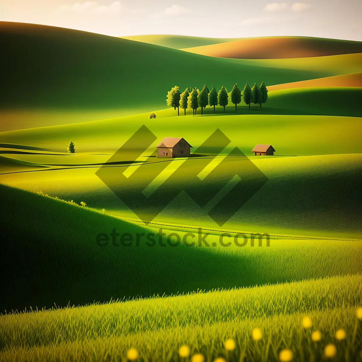 Picture of Vibrant Rapeseed Field Under Sunny Sky