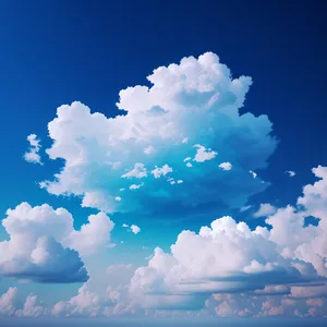 Fluffy Cumulus Clouds Floating in Azure Sky